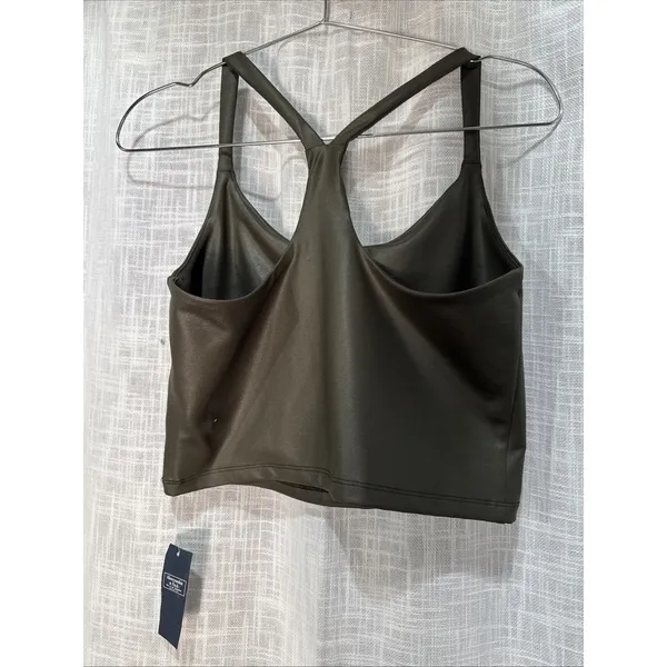 NWT Abercrombie & Fitch Sheen V-Neck Racerback Sz S Cropped Tank Green Org $35 - Image 5
