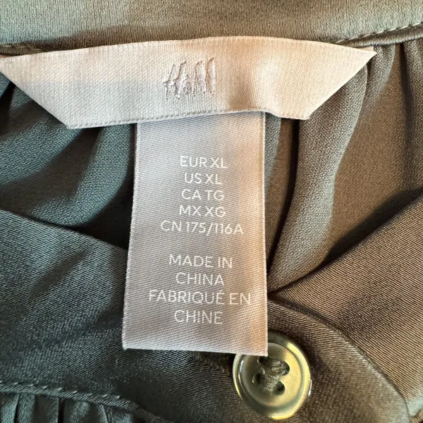 H&M Sage Green Belted Shirt Dress XL Long Sleeve Flowy Mini Tunic Quiet Luxury - Image 8