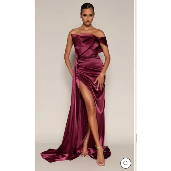Moda Glam Vienna Statement Bow Gown With Sash‎ Merlot Size 6 Prom Wedding Guest - Image 2
