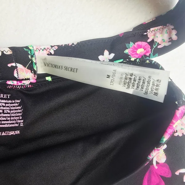 Victoria's Secret 47B Floral Butterfly High Waist Bikini Set Black‎ Pink M / S - Image 4