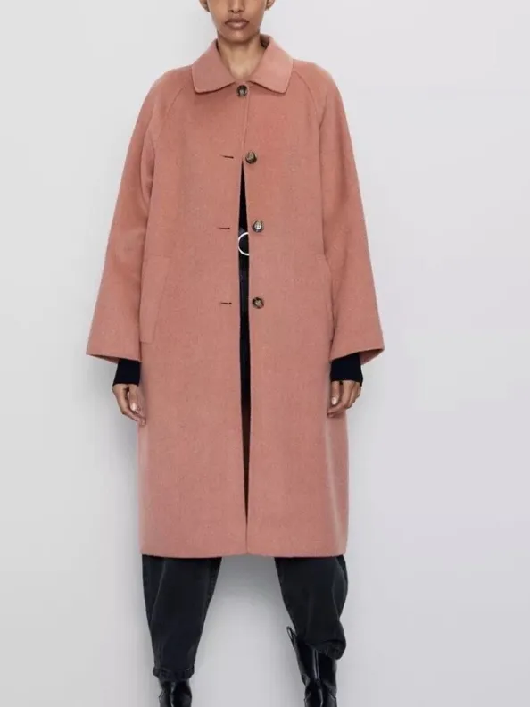 Zara Pink Wool‎ Blend Single Blend Pea Coat Women’s Sz XS - Image 7
