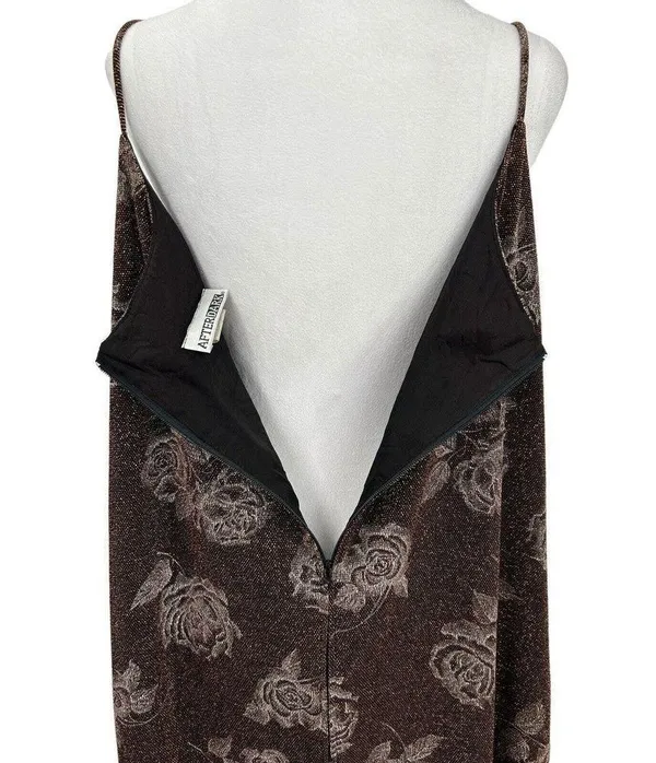 After Dark Copper Brown With Copper Specks Floral Size 16 Sleeveless Note Flaw - Image 8