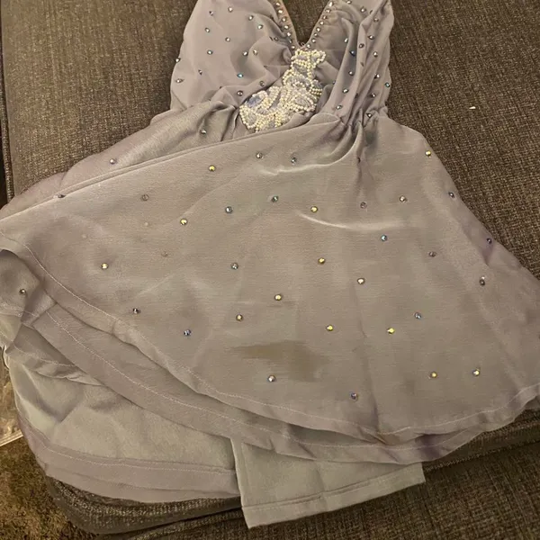 Periwinkle appliqué / rhinestoned lyrical dance costume dress - Image 3