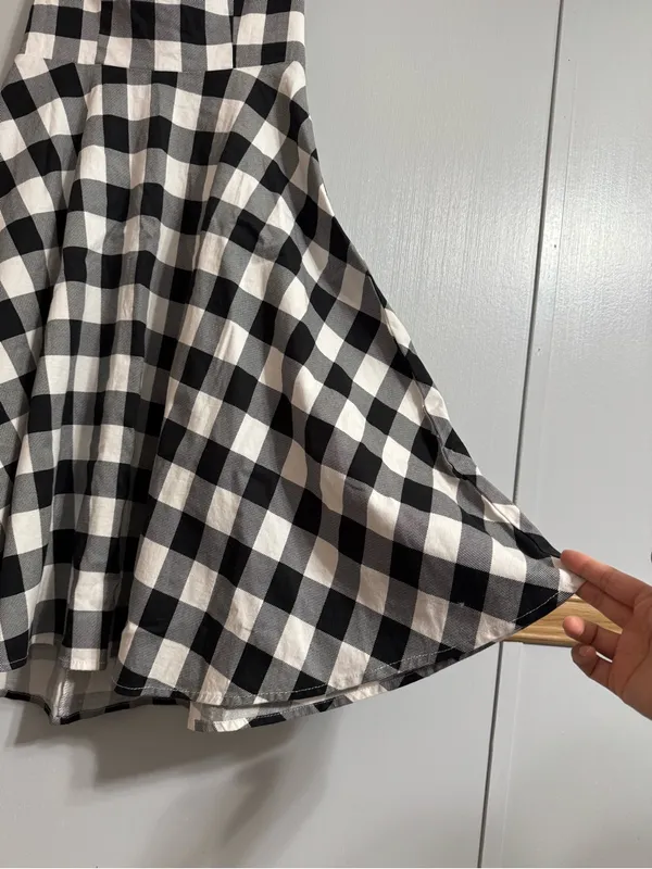 Topdress Black White Gingham Backless Halter Dress Size Small Retro Trad Wife - Image 6