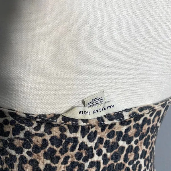 American Eagle Leopard Halter Dress Y2k Summer Euro Boho Coconut Girl - Image 5