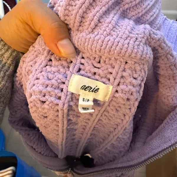 Aerie Lilac Cable Car Quarter Zip Sweater - Image 6