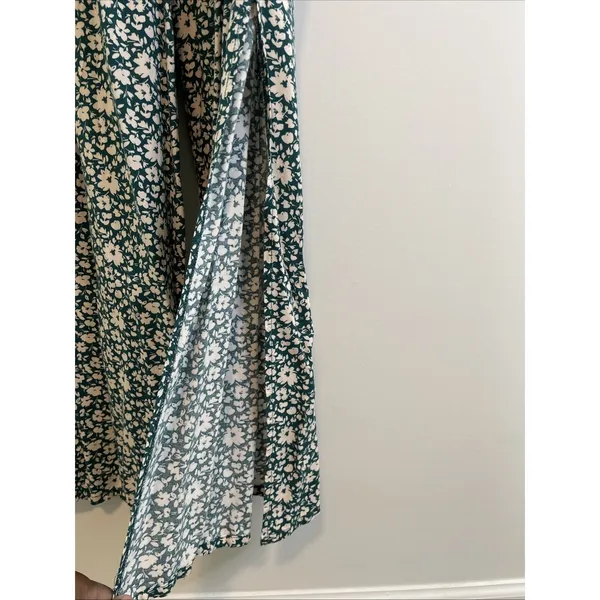 As You Wish XL Teal Floral Wide Leg Jumpsuit Puff Sleeve Boho Romper‎ - Image 5