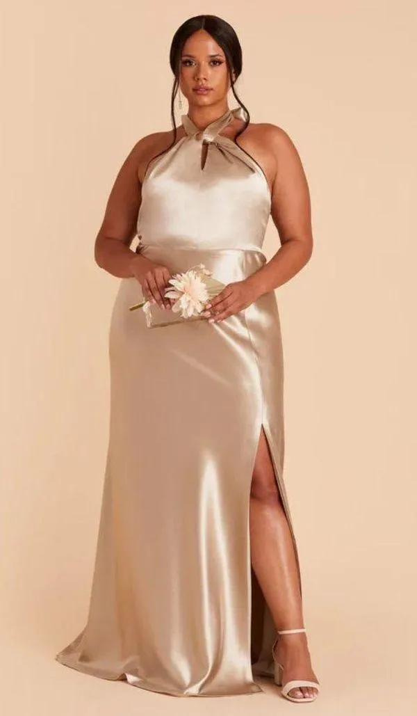Birdy Grey Bridesmaid Dress Monica Neutral Champagne Satin Small - Image 2
