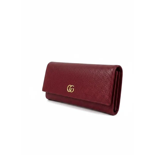 Gucci GG Marmont Continental‎ Wallet Hibiscus Red Pebbled Leather Wallet - Image 2