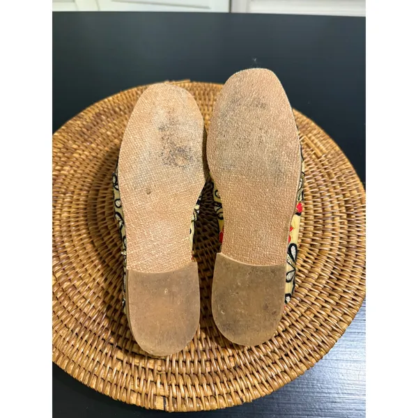 Free People At Ease Loafer Mules Yellow Floral Embroidered Sequin Flats Size 36 - Image 7
