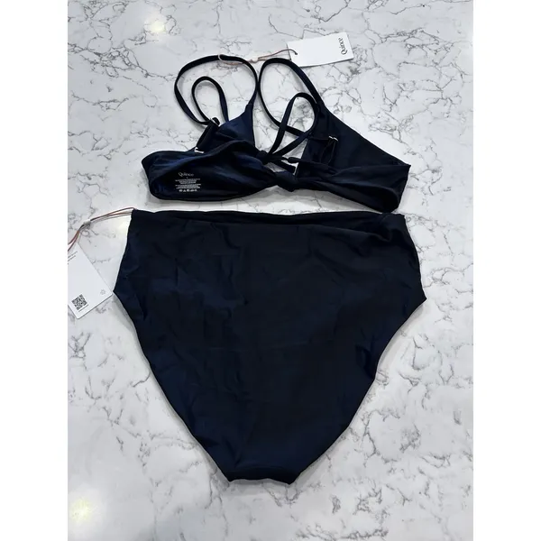 NWT Quince Black Knot Tie Bikini Top & High Rise Bottom Set Size Large - Image 2
