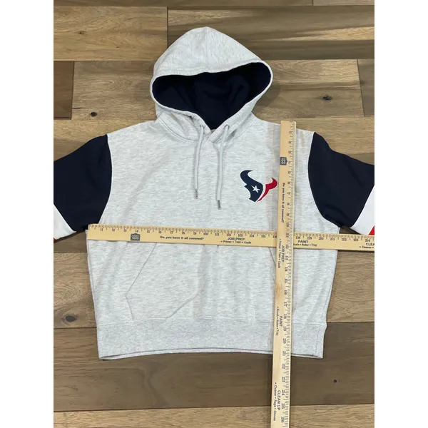NFL Hoodie Size M Womens Gray Navy Trim Texans Embroidered Logo Cotton - Image 3