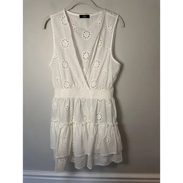 Aqua Eyelet Sleeveless Swim Coverup White Sz M NEW - Image 2