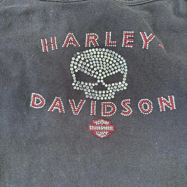 2000s Harley-Davidson‎ Rhinestone Skull Cami Tank Top Las Vegas Y2K - Image 2