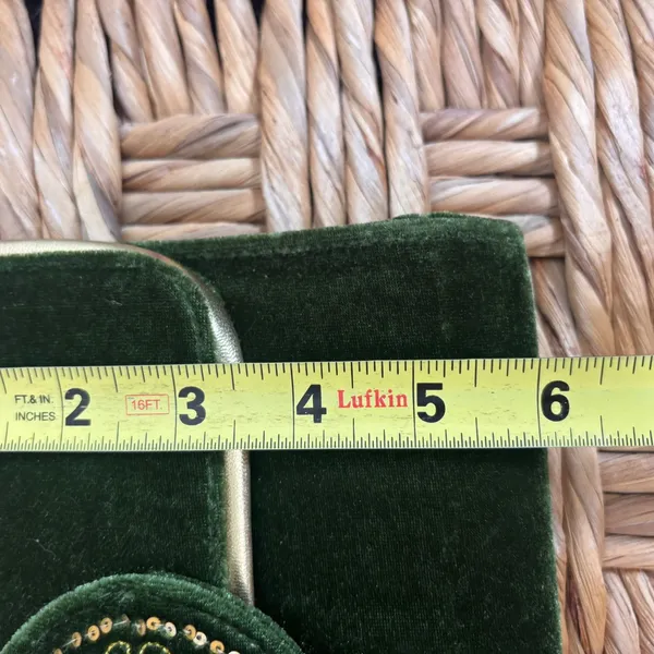 Vintage Style Forest Green Velvet Clutch Gold Jewel Embellished‎ Evening Bag - Image 4