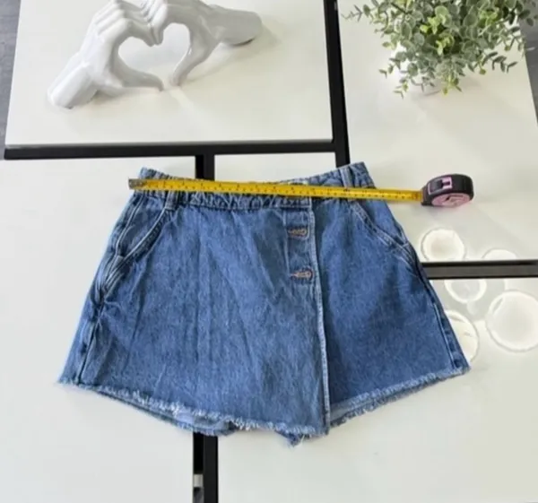 Zara High-Waisted Asymmetric Denim Skort - Light Wash - Size XS - Image 4