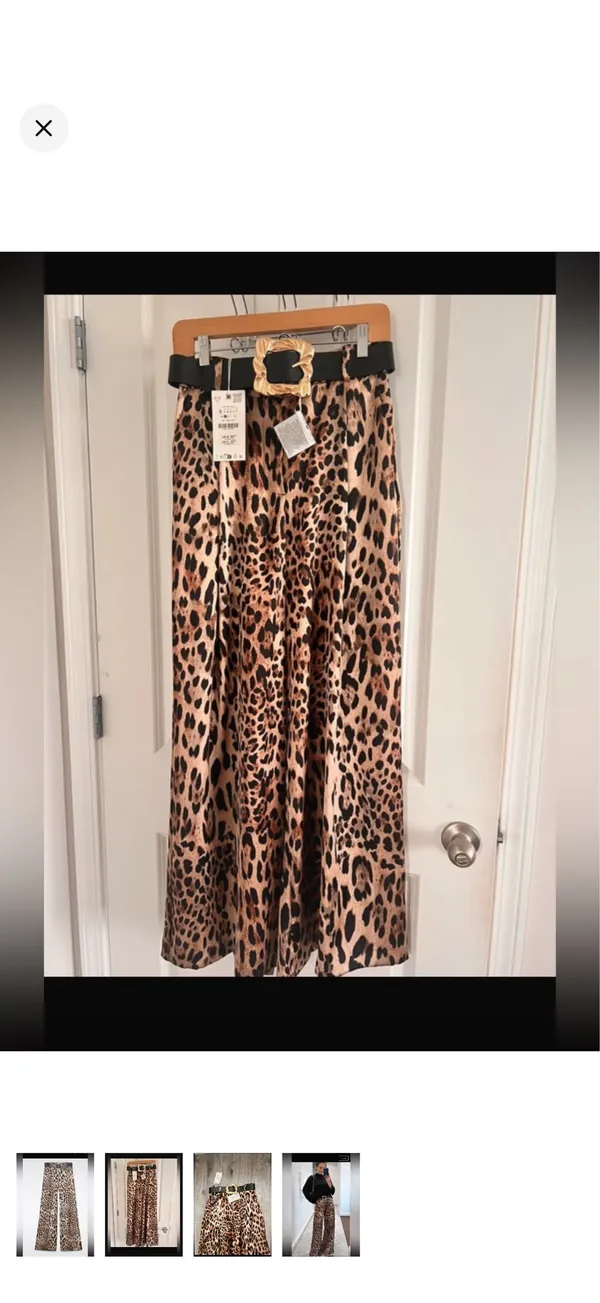 Zara Leopard-Print Wide-Leg Pants in Brown and Black - Image 2