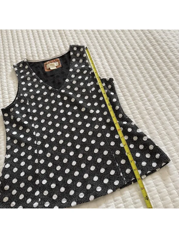 Anthropologie Maeve Polka Dot Black & White Sleeveless Blouse Top Sz M Medium - Image 6