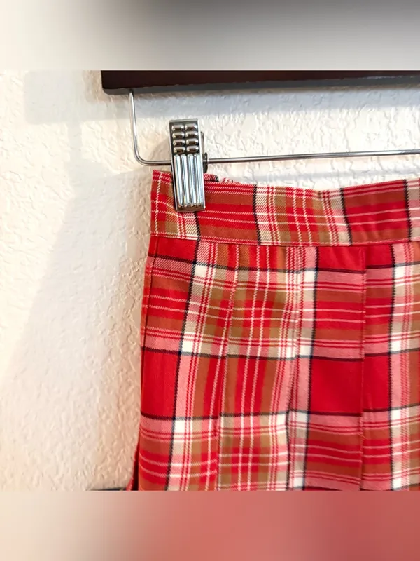 NWT Aerie Womens Skirt Red Plaid Pleated Mini Academia Uniform Size Medium - Image 5