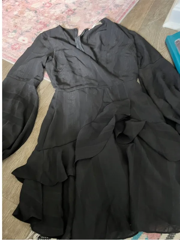 Saints + secret Ruffled Long-Sleeve Wrap Mini Dress - Black - Image 7