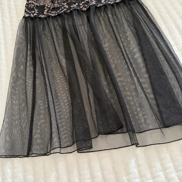 Victoria’s Secret Black Halter Top M Medium Sheer Mesh Lace Slip Dress Lingerie - Image 5