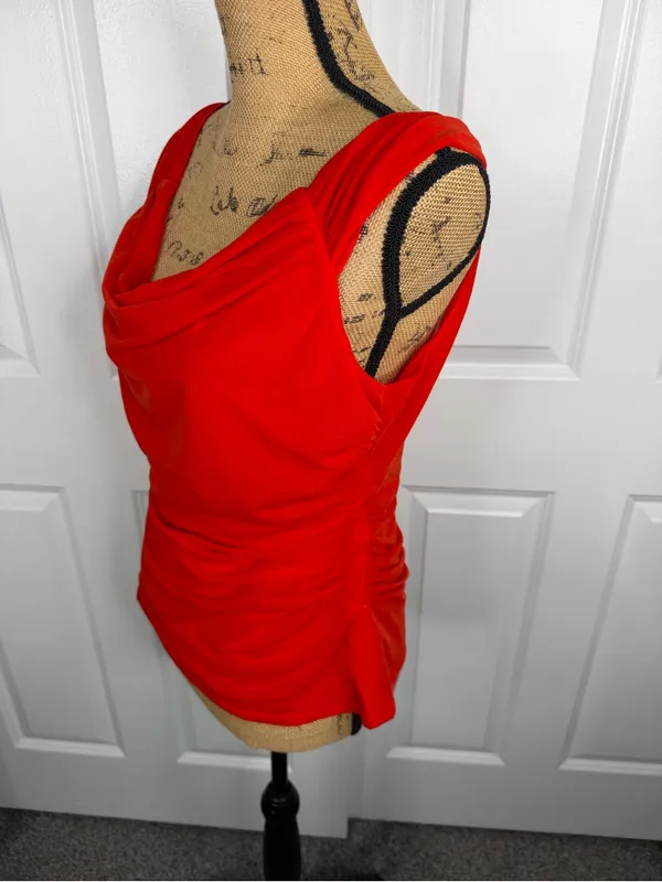Free People Red Ruched Cowl Neck Open Back Top Size XL NWT - Image 5