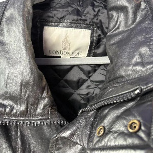 Vintage‎ London Fog Leather Cinched Waist Coat in Black Size Extra Large - Image 3