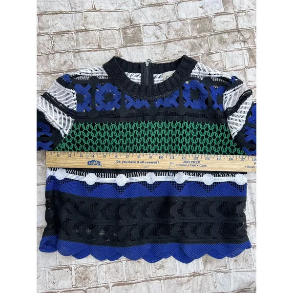 SEA New York Top 0 lace thick blue green crop Shirt street‎ wear Striped - Image 7