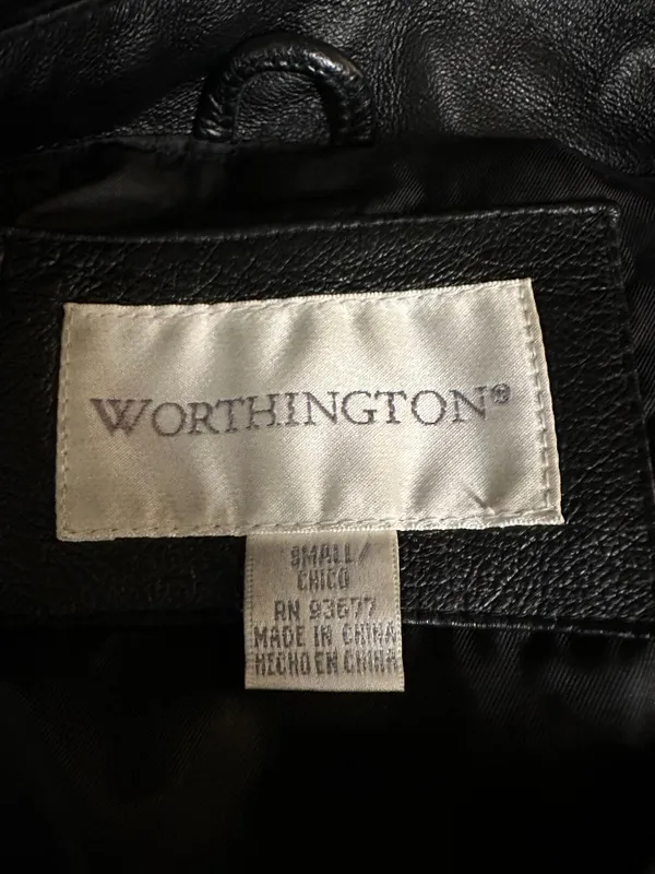 Worthington black 100% genuine leather full zip long sleeve jacket Size Small - Image 6