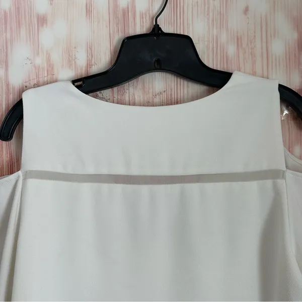 Cooper & Ella White V Neck Cold Shoulder Long Sleeve Double Layer Blouse Size M - Image 10