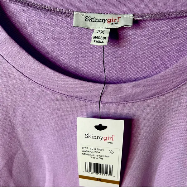 SkinnyGirl Soft Stretchy Purple Puff Sleeve Tee Size 2X New! - Image 4