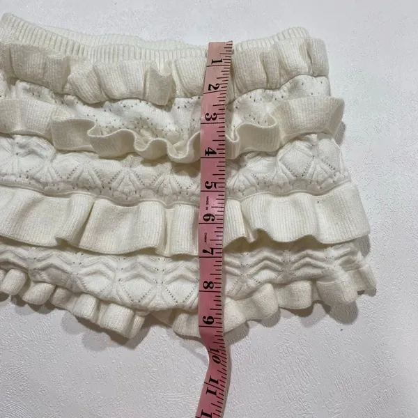 Edikted Size XS White Ruffle Knit Micro Shorts Pointelle Coquette Y2K - Image 6