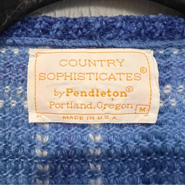 Pendleton Country Sophisticates Wool Blend Blue Plaid Cardigan Sweater size S - Image 9