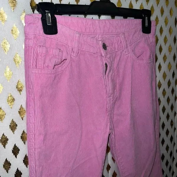 J Galt brandy Melville Pink flared leg corduroy pants jeans size S - Image 4