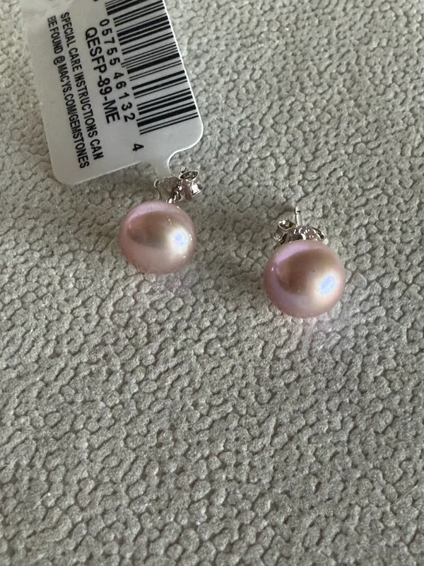 Belle de Mer Pink Cultured Freshwater Pearl Stud Earrings 8-9mm Sterling Silver - Image 4