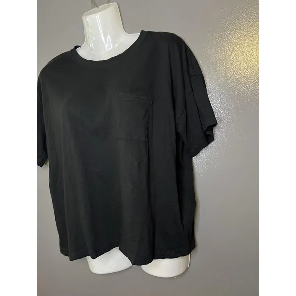Christian Siriano New York Shirt Womens Medium Black Pocket Crew Neck Tee Top - Image 4
