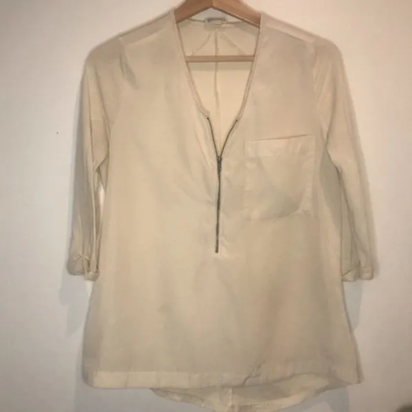 Vintage Converse Cream Half Zip Top Medium Y2K 90s Minimalist Casual Streetwear - Image 2