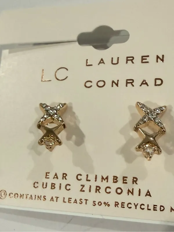 LC Lauren Conrad Rose Gold Cubic Zirconia Star & Climber Earring Set - Rose Gold - Image 2