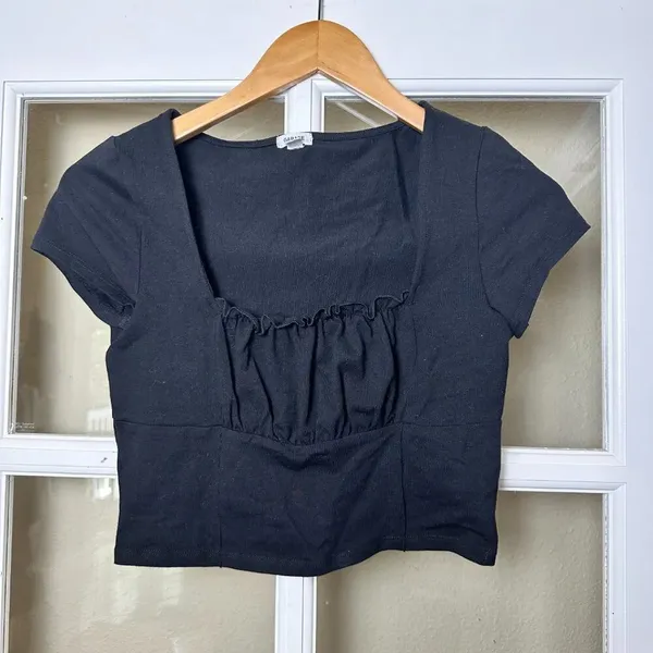GARAGE Square Neck Corset Style Black Crop Top - Small - Image 2