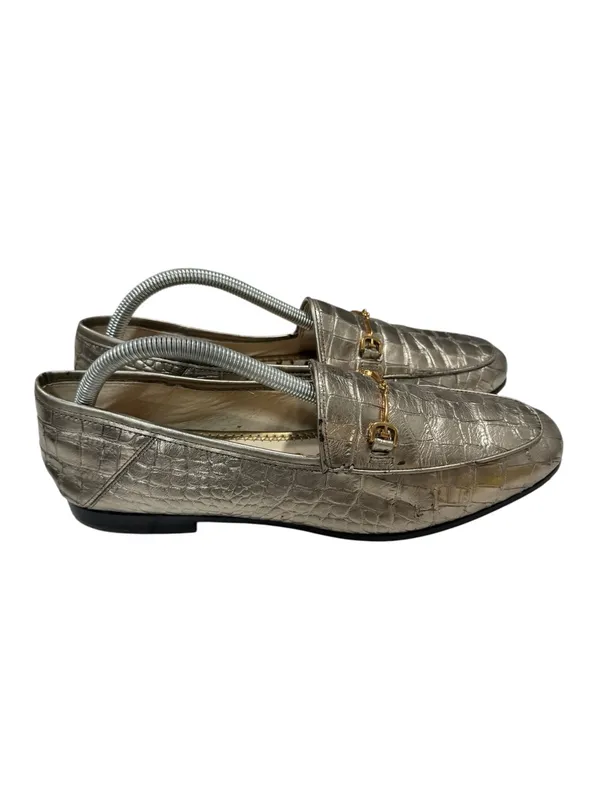 Sam Edelman Loraine Loafer Metallic Gold Crocodile Embossed Horsebit Leather 10M - Image 4
