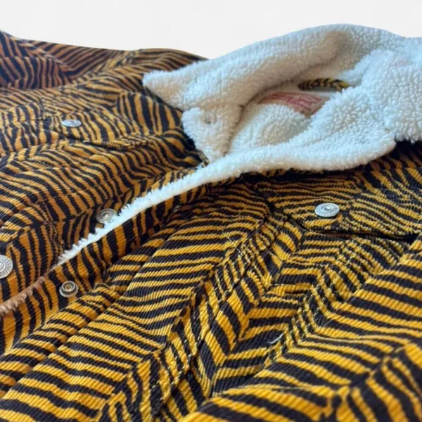 Levi Strauss & Co. Corduroy Sherpa Lined Tiger Stripe Trucker Jacket - Image 4