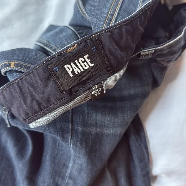 PAIGE Miki Straight Jeans In Merrick released Raw Hem Size 27 Dark Wash - Image 13