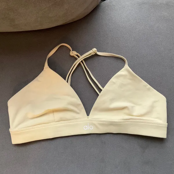Alo Yoga Splendor Bra Candlelight Yellow/White M - Image 2