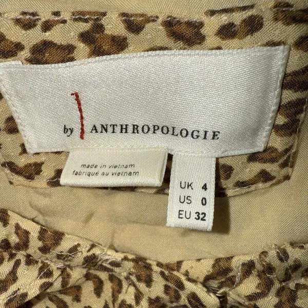Anthropologie Designer Classy Animal Print Flutter Sleeve Boho Button‎ Dress 0 - Image 10