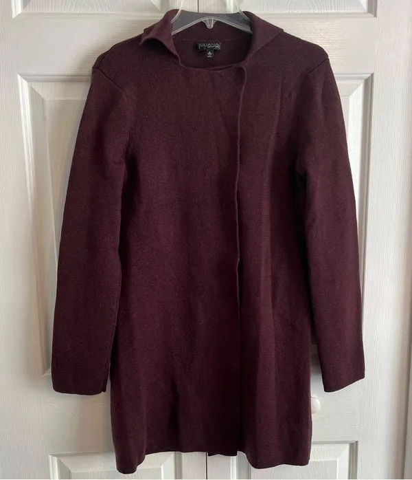 Juliana Collezione 100% Wool Burgundy Top Coat - Image 2