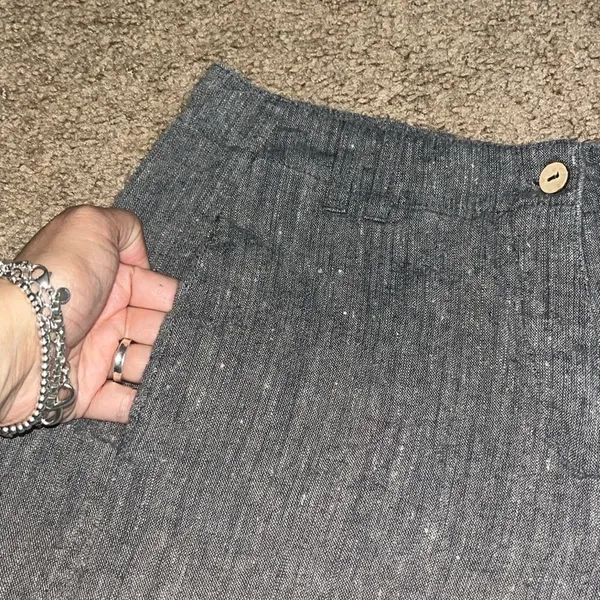 Yuvita Lagenlook Wide Leg Crop Cargo Culotte Pant Gray‎ Small - Image 5