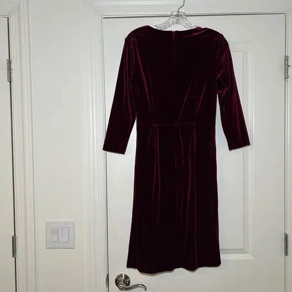 Eliza J Womens Burgundy Velvet Side Drape 3/4 Sleeve Sheath Dress Size 8 Holiday - Image 6