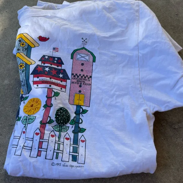 Vintage Bird Houses 1995 Vicki Melhart Single Stitch T Shirt Size L USA Made - Image 13