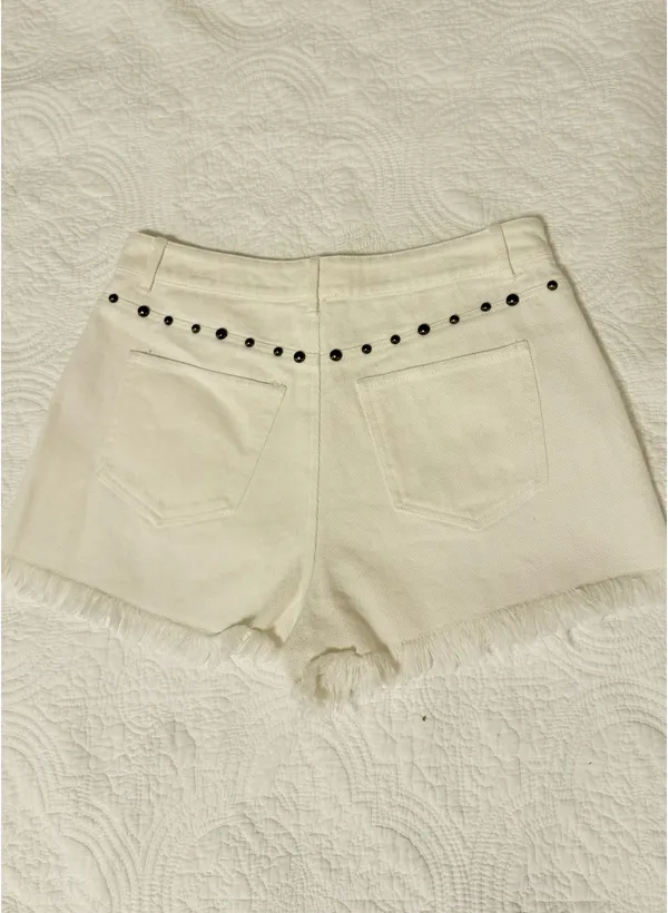 Le Lis White Denim Shorts Studded - Image 2