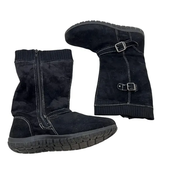 Dr Scholls black mid calf side zip round toe synthetic boots warm women size 8 - Image 2